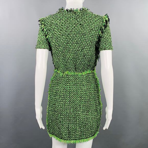 LANVIN 2012 Size 4 Green Black Cotton Blend Boucle Short Sleeve Skirt Set - Picture 3 of 11